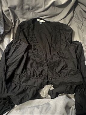 American Eagle Outfitters Black Embroidered Cardigan